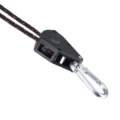 Harfington Adjustable Rope Hanger Crimped 1/8" 75lb Capacity Per Ratchet with Carabiner S Hook for Gardening Grow Light Fixtures, 2 in 1 Set