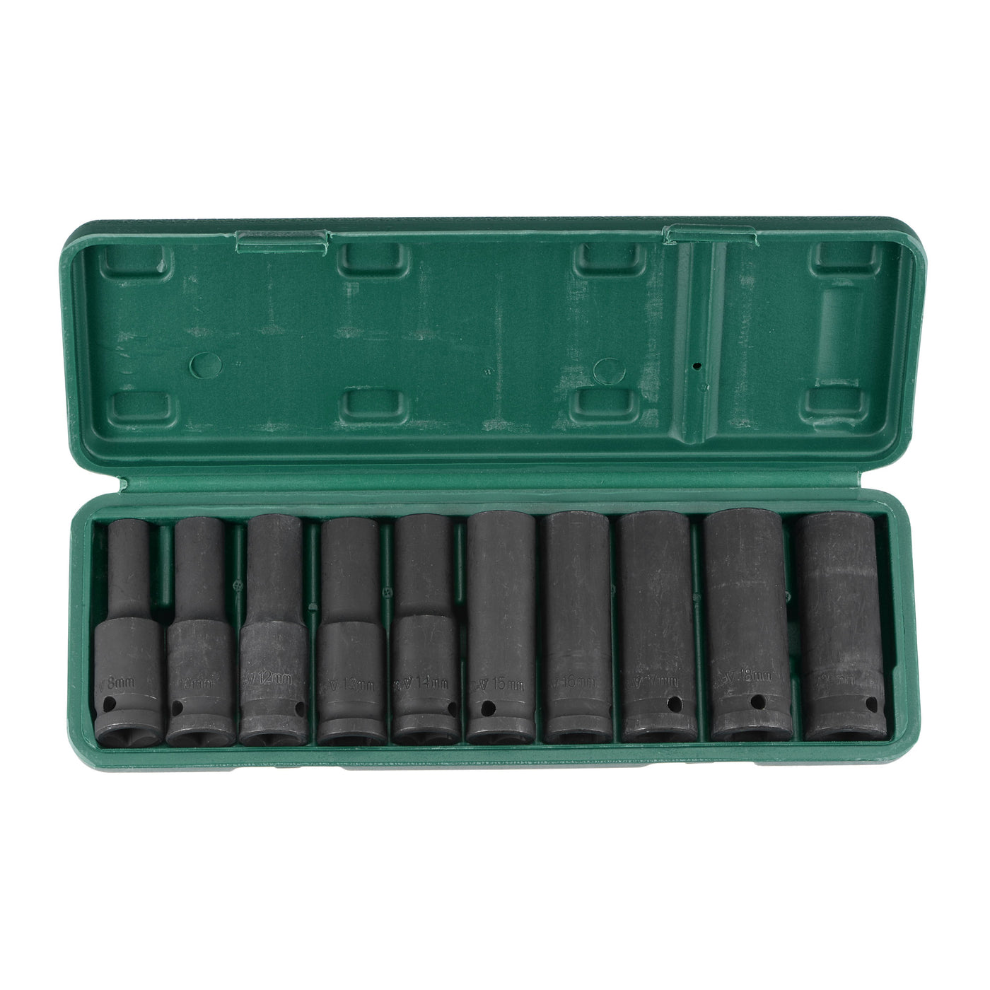 Harfington 1/2-Inch Drive Deep 6-Point Impact Socket Set, Metric, CR-MO, 10-Piece (8mm - 19mm)