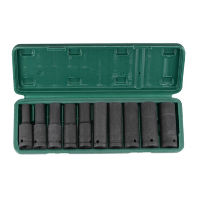 Harfington 1/2-Inch Drive Deep 6-Point Impact Socket Set, Metric, CR-MO, 10-Piece (8mm - 19mm)