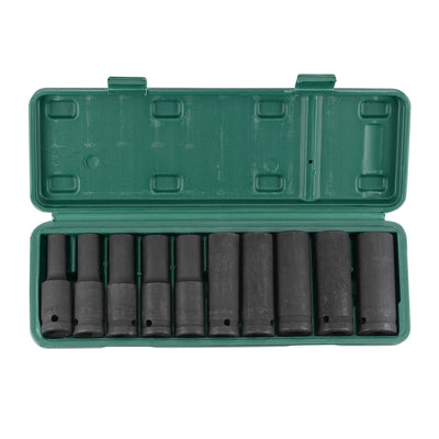 Harfington 1/2-Inch Drive Deep 6-Point Impact Socket Set, Metric, CR-MO, 10-Piece (8mm - 21mm)