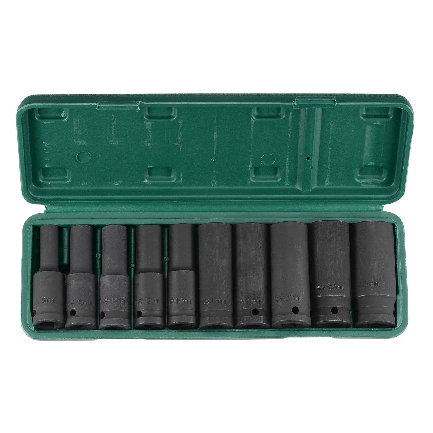 Harfington 1/2-Inch Drive Deep 6-Point Impact Socket Set, Metric, CR-MO, 10-Piece (8mm - 24mm)