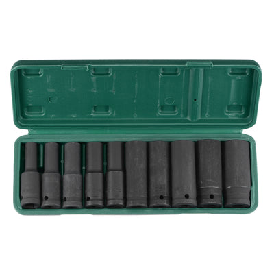 Harfington 1/2-Inch Drive Deep 6-Point Impact Socket Set, Metric, CR-MO, 10-Piece (8mm - 24mm)