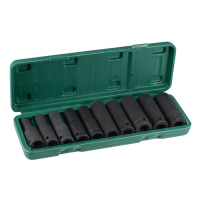 Harfington 1/2-Inch Drive Deep 6-Point Impact Socket Set, Metric, CR-MO, 10-Piece (8mm - 24mm)