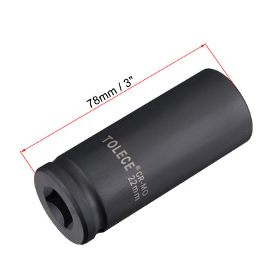 Harfington Square Drive 12-Point Deep Impact Socket, CR-MO Steel, Metric