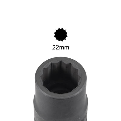Harfington Square Drive 12-Point Impact Socket, CR-MO Steel, Standard Metric