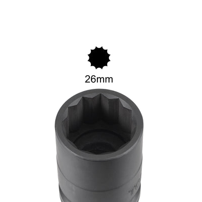 Harfington Square Drive 12-Point Impact Socket, CR-MO Steel, Standard Metric