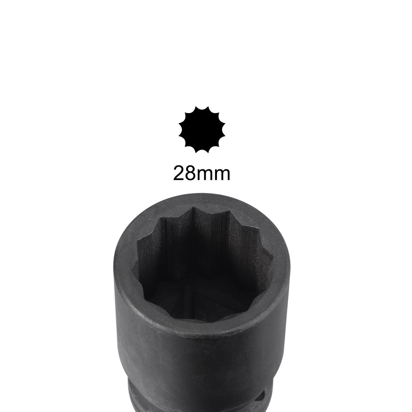 Harfington Square Drive 12-Point Impact Socket, CR-MO Steel, Standard Metric