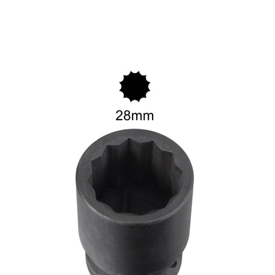 Harfington Square Drive 12-Point Impact Socket, CR-MO Steel, Standard Metric