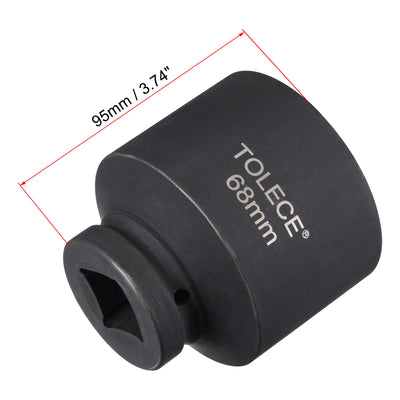 Harfington Square Drive 12-Point Impact Socket, Chrome-Moly Steel, Standard Metric Sizes