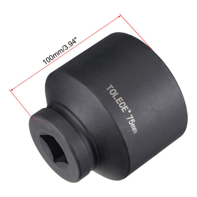 Harfington Square Drive 12-Point Impact Socket, Chrome-Moly Steel, Standard Metric Sizes