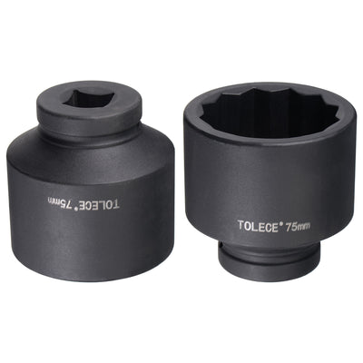 Harfington Square Drive 12-Point Impact Socket, Chrome-Moly Steel, Standard Metric Sizes