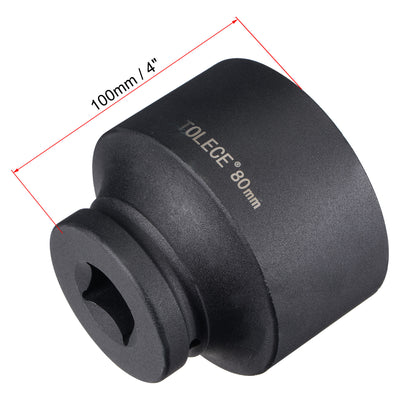 Harfington Square Drive 12-Point Impact Socket, Chrome-Moly Steel, Standard Metric Sizes