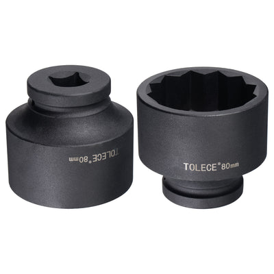 Harfington Square Drive 12-Point Impact Socket, Chrome-Moly Steel, Standard Metric Sizes