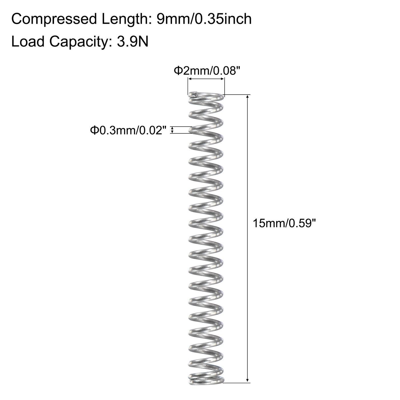 uxcell Uxcell 304 Stainless Steel Compression Spring Load Capacity for Lawnmowers, Silver