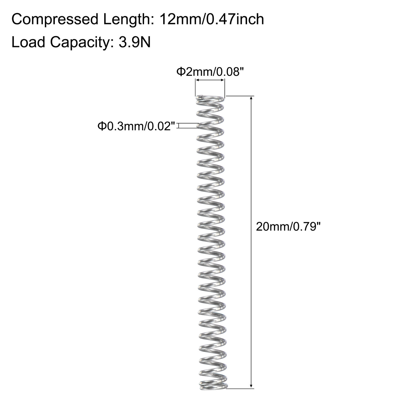 uxcell Uxcell 304 Stainless Steel Compression Spring Load Capacity for Lawnmowers, Silver