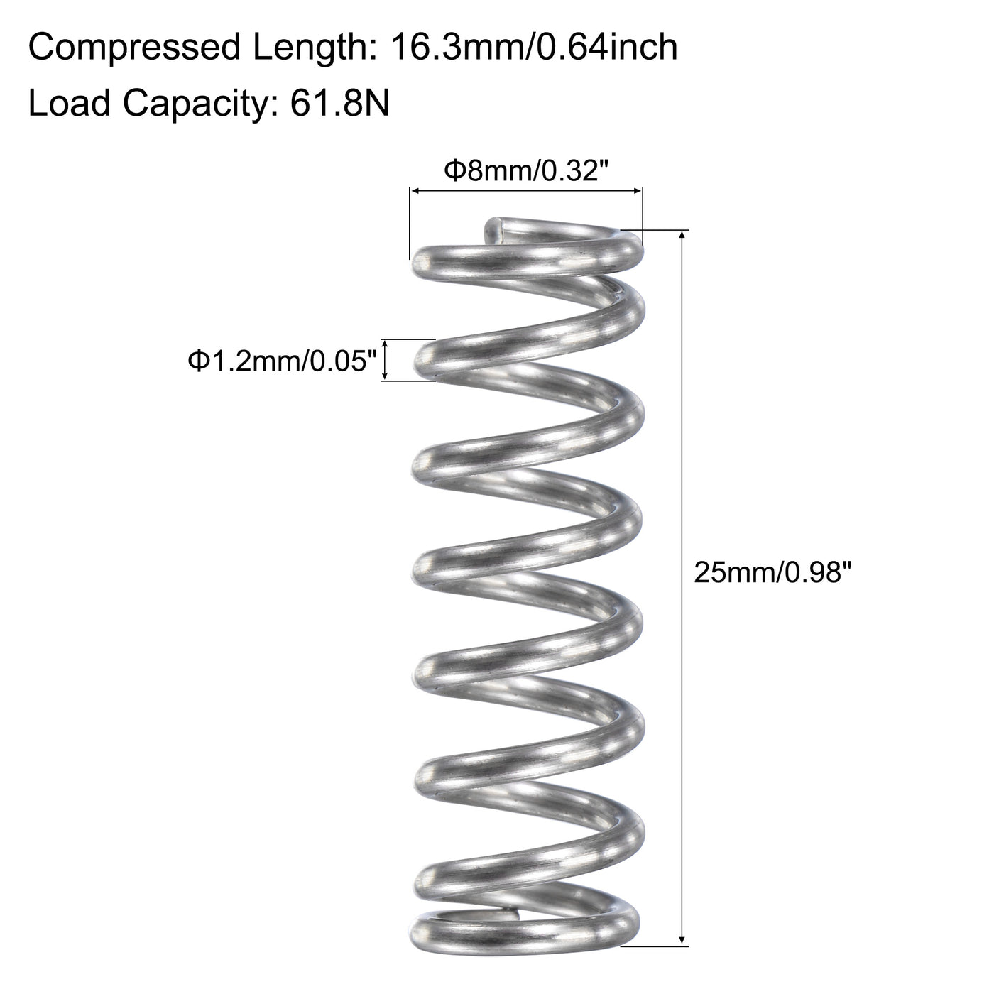 uxcell Uxcell 304 Stainless Steel Round Compression Spring