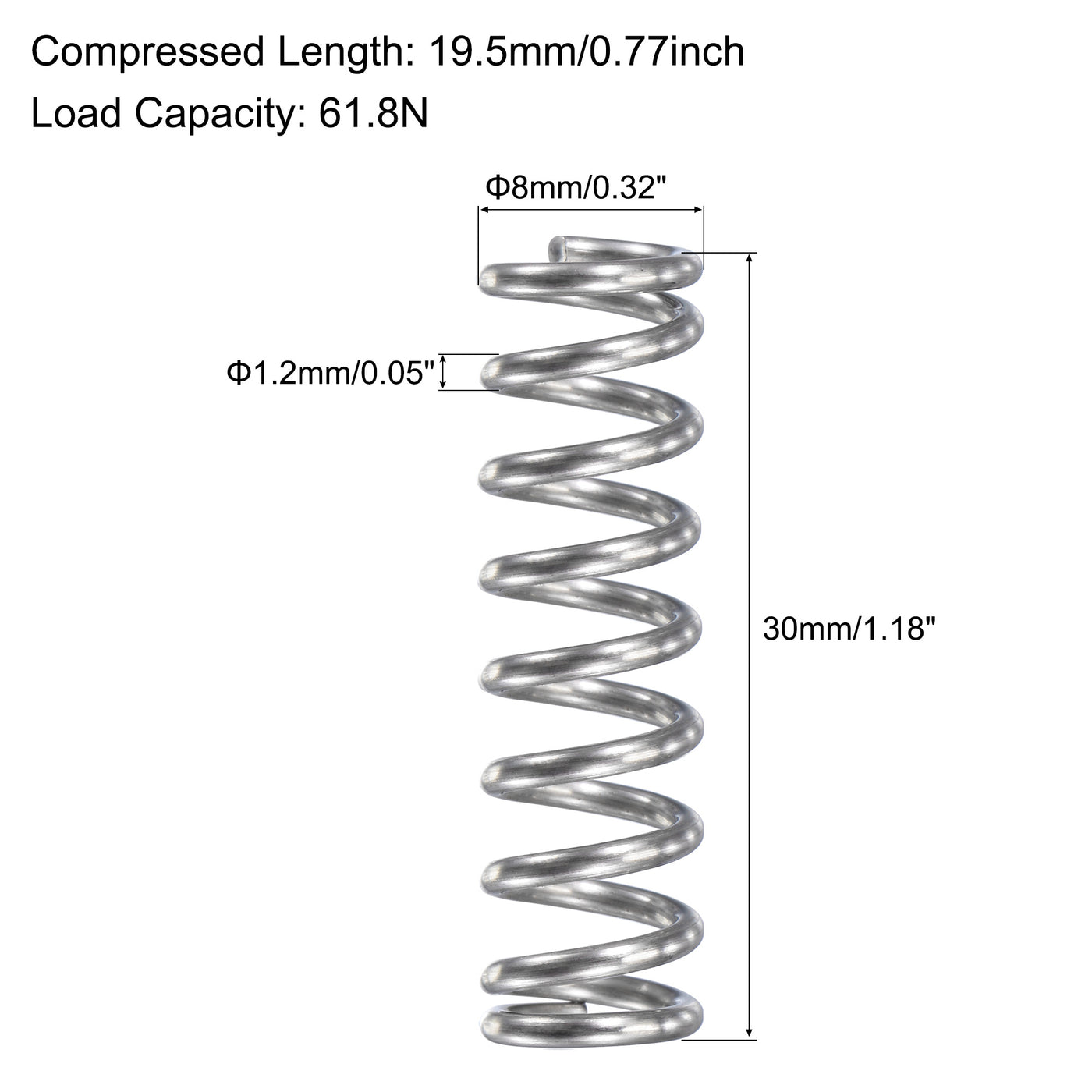 uxcell Uxcell 304 Stainless Steel Round Compression Spring