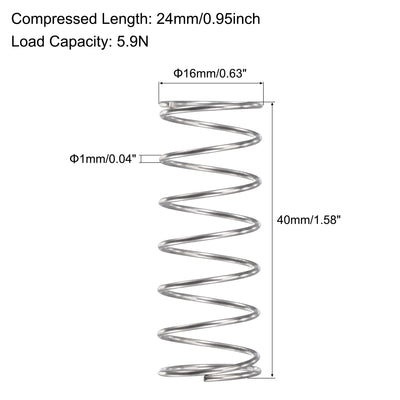 Harfington Uxcell 304 Stainless Steel Material Round Compression Spring Load Capacity Silver for Electronics