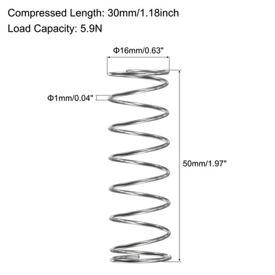 Harfington Uxcell 304 Stainless Steel Material Round Compression Spring Load Capacity Silver for Electronics
