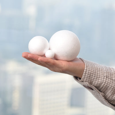 Harfington 148Pcs 6 Size White Polystyrene Foam Solid Balls for Crafts and Party Decorations