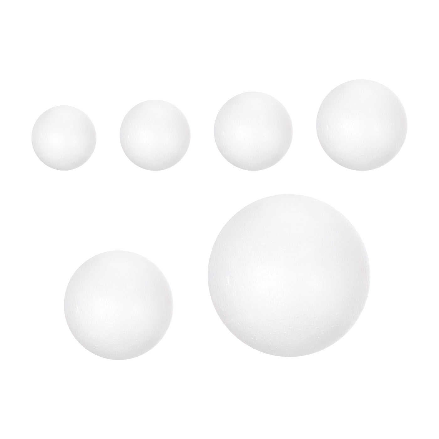 Harfington 148Pcs 6 Size White Polystyrene Foam Solid Balls for Crafts and Party Decorations