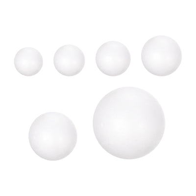 Harfington 148Pcs 6 Size White Polystyrene Foam Solid Balls for Crafts and Party Decorations