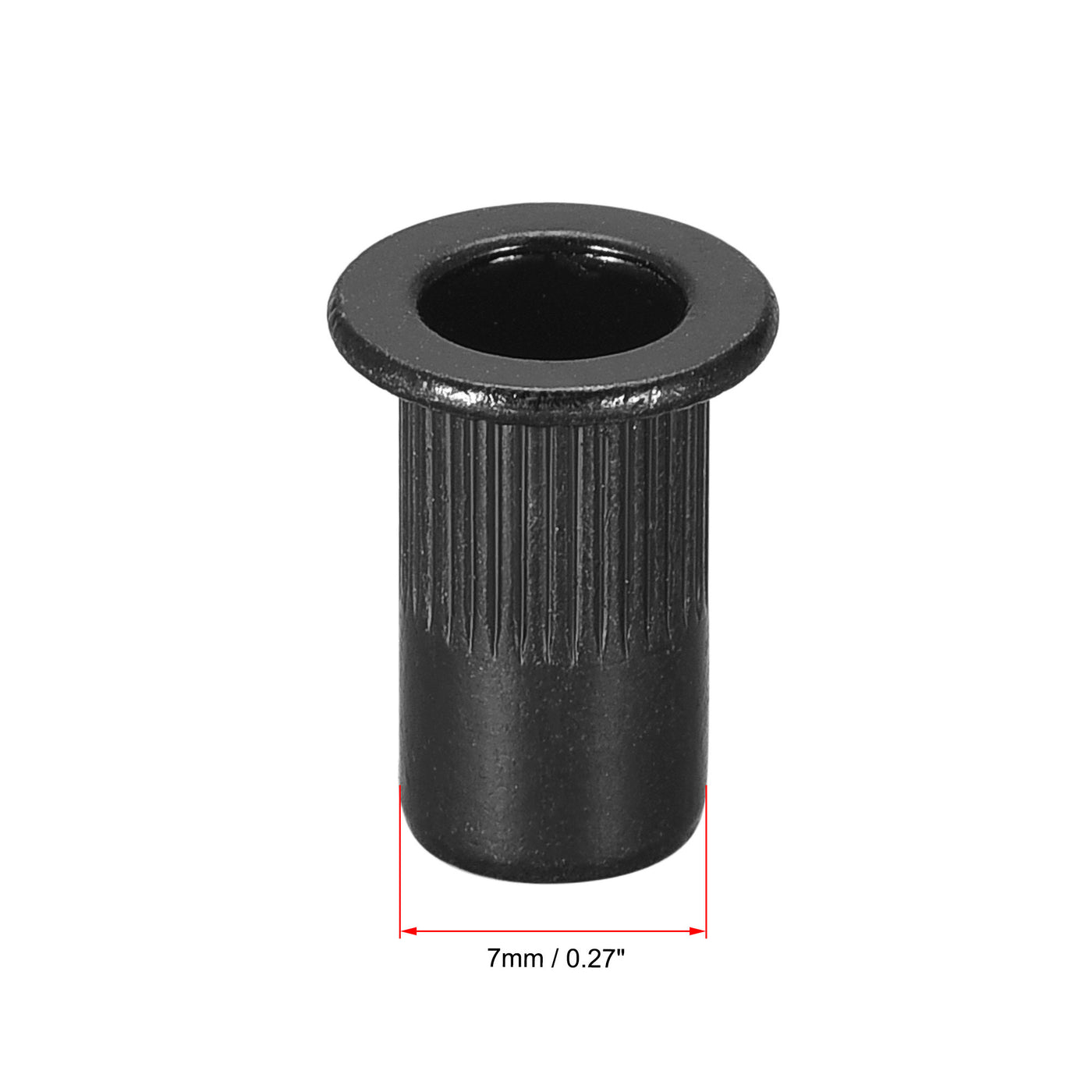 Harfington Rivet Nut Carbon Steel Knurled Flat Head Threaded Nuts Black