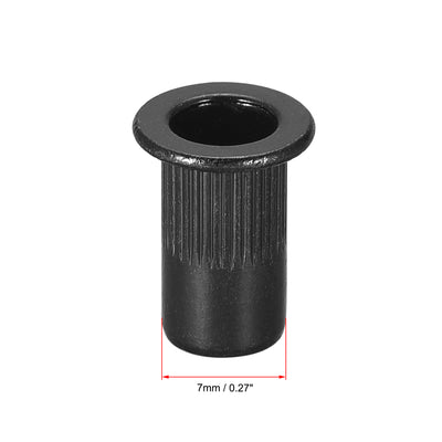 Harfington Rivet Nut Carbon Steel Knurled Flat Head Threaded Nuts Black