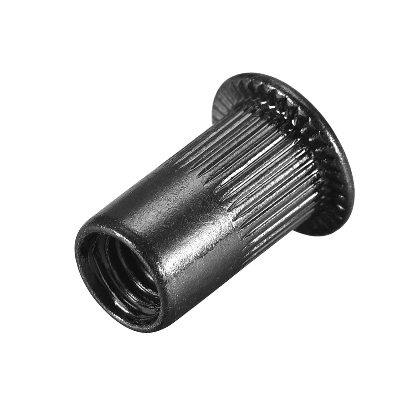 Harfington Rivet Nut Carbon Steel Knurled Flat Head Threaded Nuts Black