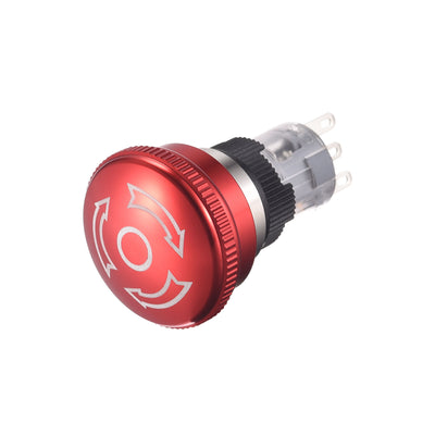 Harfington 16mm Mounting Latching Emergency Stop Push Button Switch AC250V 5A 1NO 1NC