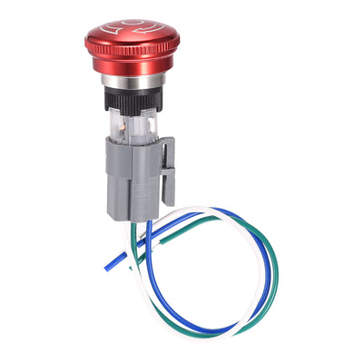 Harfington 16mm Mounting Latching Emergency Stop Push Button Switch AC250V 5A 1NO 1NC with Plug Wire