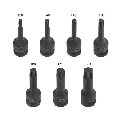 Harfington 1/2" Drive Impact Torx Bit Socket Set, T30 - T70, Metric 3" Length, CR-MO, 7-Piece