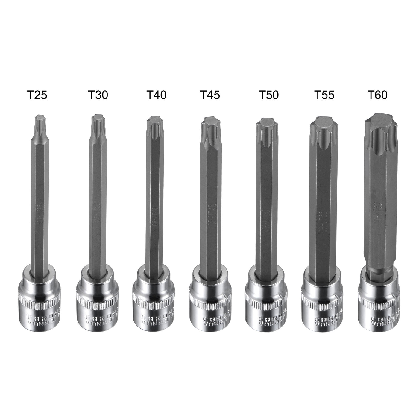 Harfington 3/8" Drive x T25 T30 T40 T45 T50 T55 T60 Torx Bit Socket Set, CR-V Bits & Sockets 110mm Length (For Hand Use Only) 7-Piece