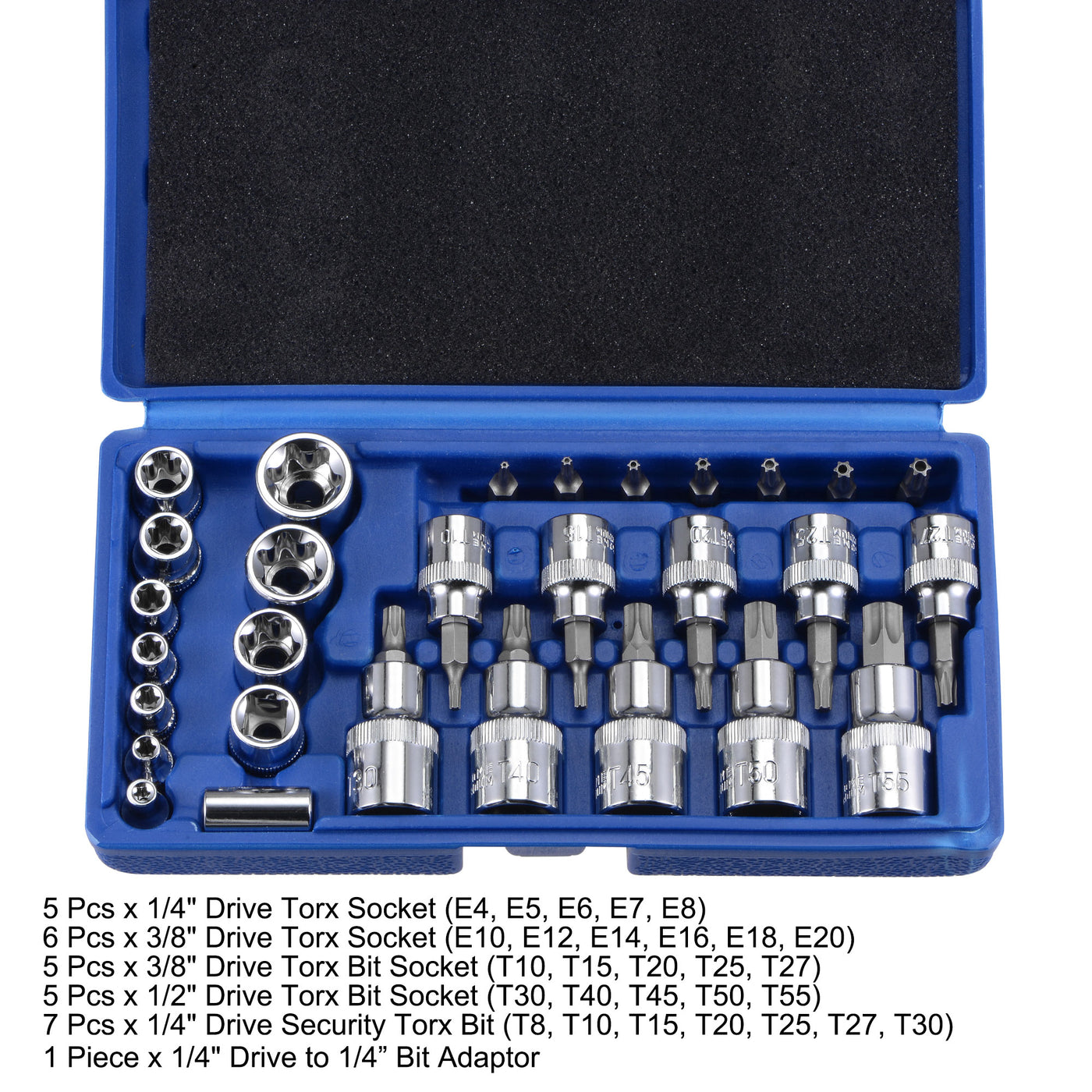 Harfington Torx Bit Socket and External Socket & Security Bit Set, CR-V Steel (For Hand Use Only) 29-Piece