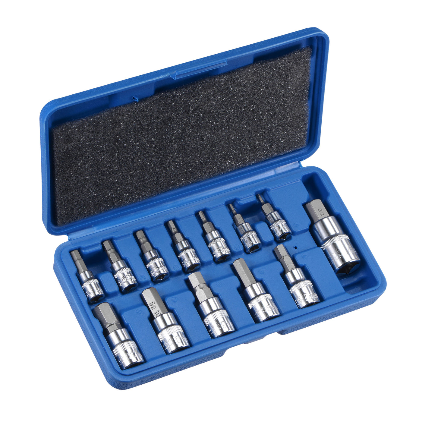 Harfington H2 - H14 Hex Bit Socket Set, S2 Bits & CR-V Sockets (For Hand Use Only) 13-Piece