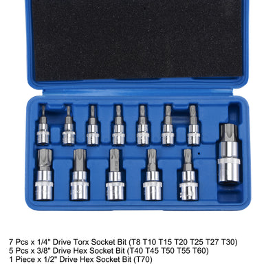 Harfington T8 - T70 Torx Bit Socket Set, CR-V Bits & Sockets (For Hand Use Only) 13-Piece