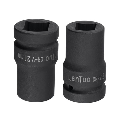 Harfington 1" Drive by 21mm Square Impact Socket, CR-MO 80mm Length, Standard Metric Sizes