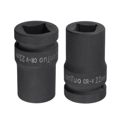 Harfington 1" Drive by 22mm Square Impact Socket, CR-MO 80mm Length, Standard Metric Sizes