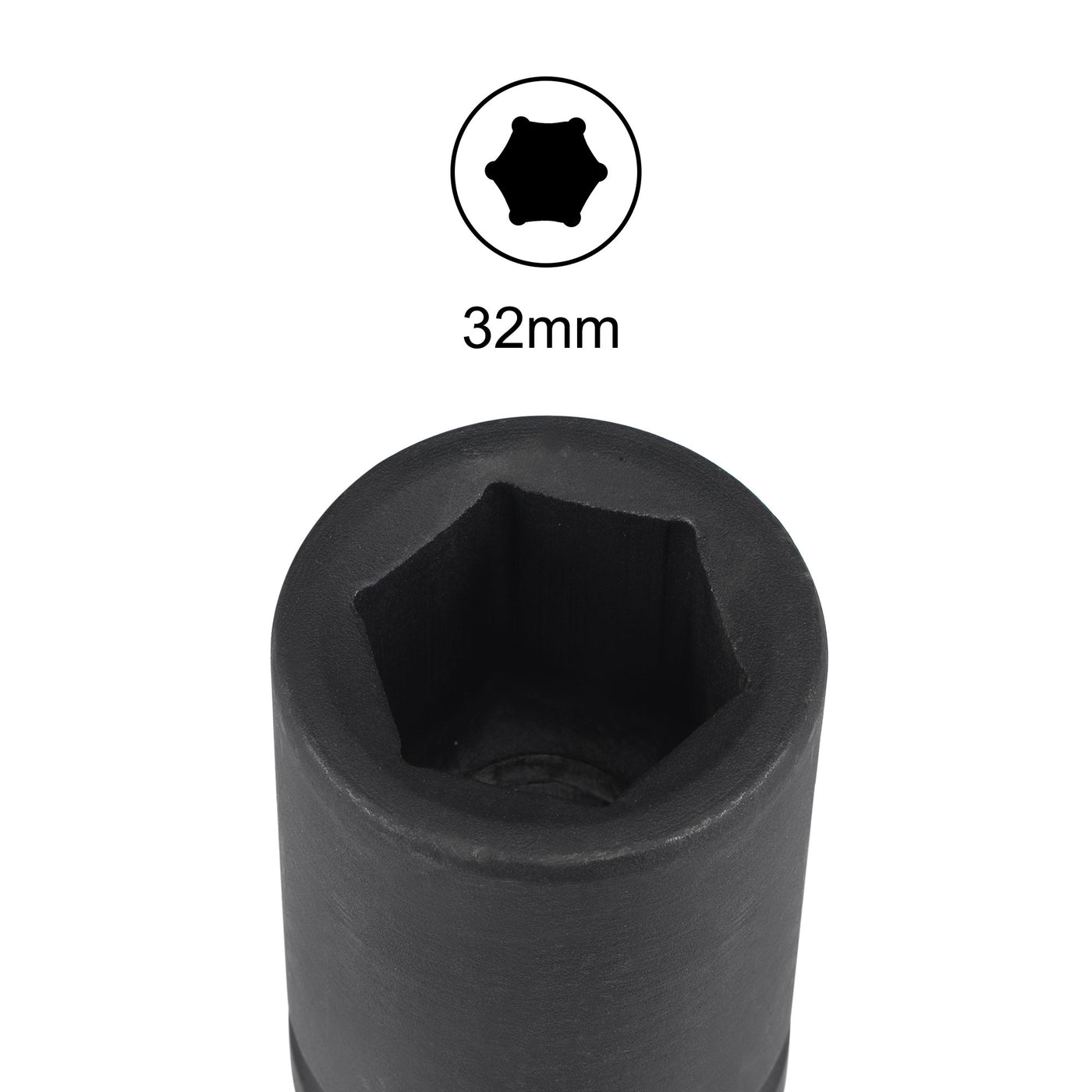 Harfington 1" Drive by 32mm 6-Point Impact Socket, CR-MO 80mm Length, Standard Metric Sizes