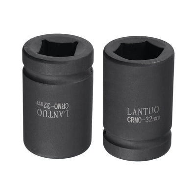 Harfington 1" Drive by 32mm 6-Point Impact Socket, CR-MO 80mm Length, Standard Metric Sizes