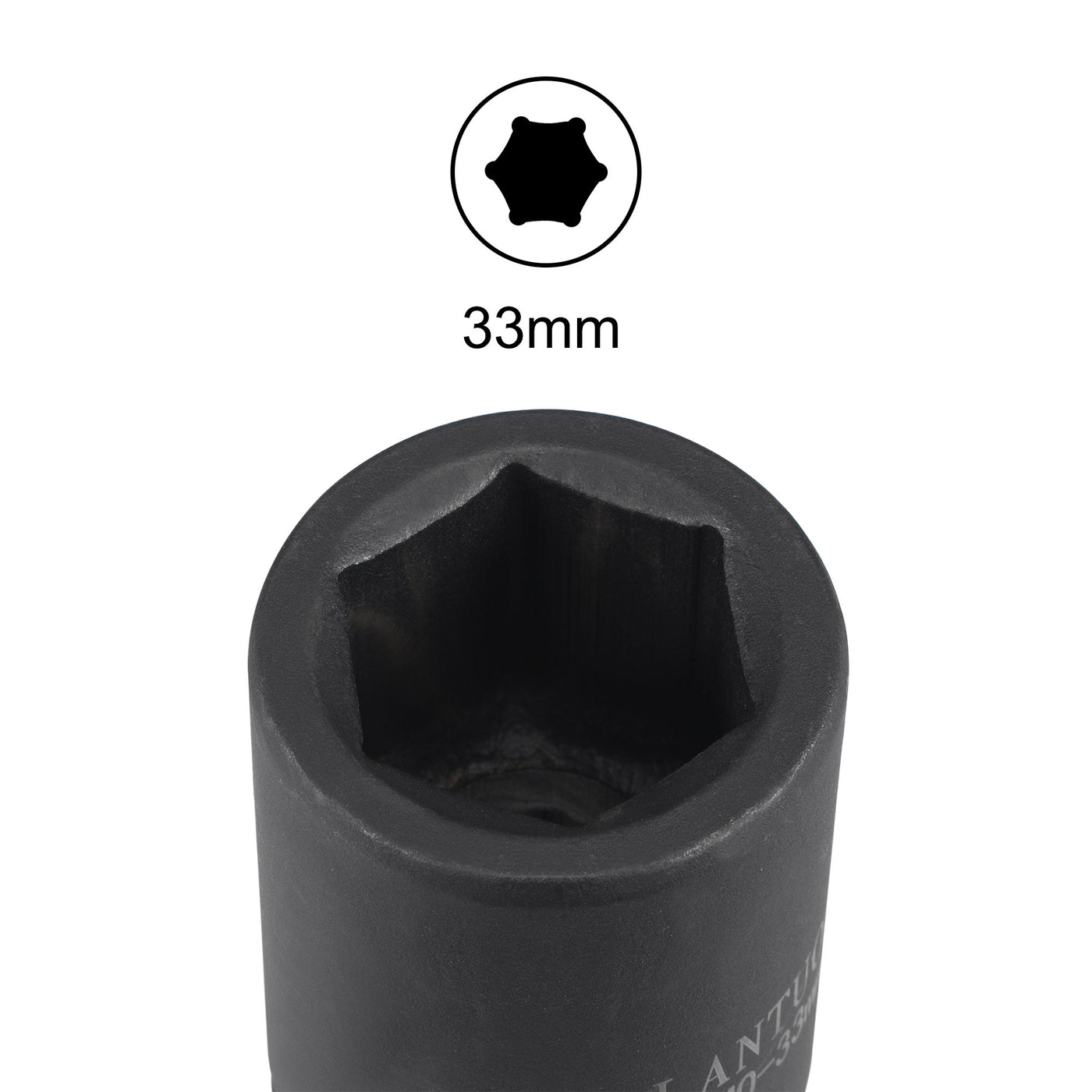 Harfington 1" Drive by 33mm 6-Point Impact Socket, CR-MO 80mm Length, Standard Metric Sizes