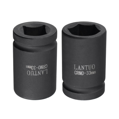 Harfington 1" Drive by 33mm 6-Point Impact Socket, CR-MO 80mm Length, Standard Metric Sizes