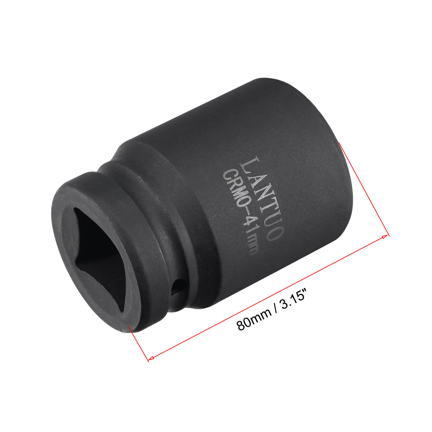 Harfington 1" Drive by 41mm 6-Point Impact Socket, CR-MO 80mm Length, Standard Metric Sizes