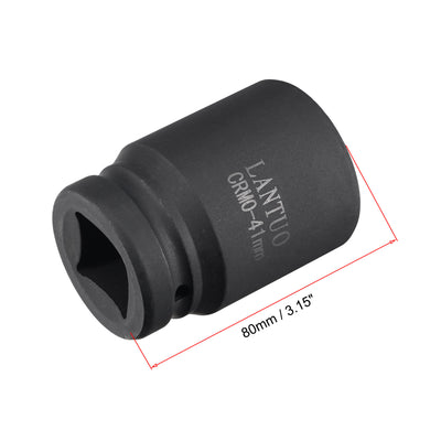 Harfington 1" Drive by 41mm 6-Point Impact Socket, CR-MO 80mm Length, Standard Metric Sizes