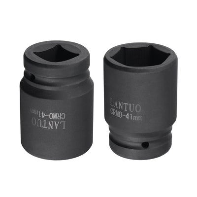 Harfington 1" Drive by 41mm 6-Point Impact Socket, CR-MO 80mm Length, Standard Metric Sizes