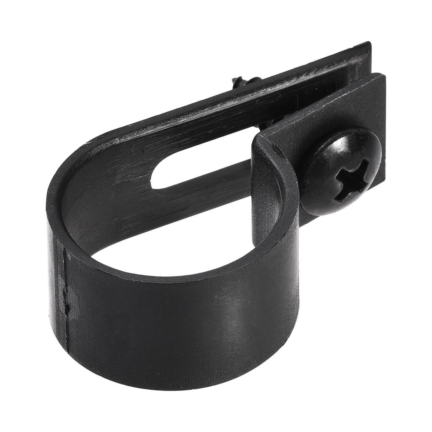 Harfington 19mm Nylon R Type Cable Clip Wire Clamp with Screws Black 50pcs