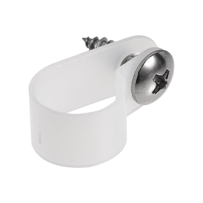 Harfington 13.2mm Nylon R Type Cable Clip Wire Clamp with Screws White 50pcs