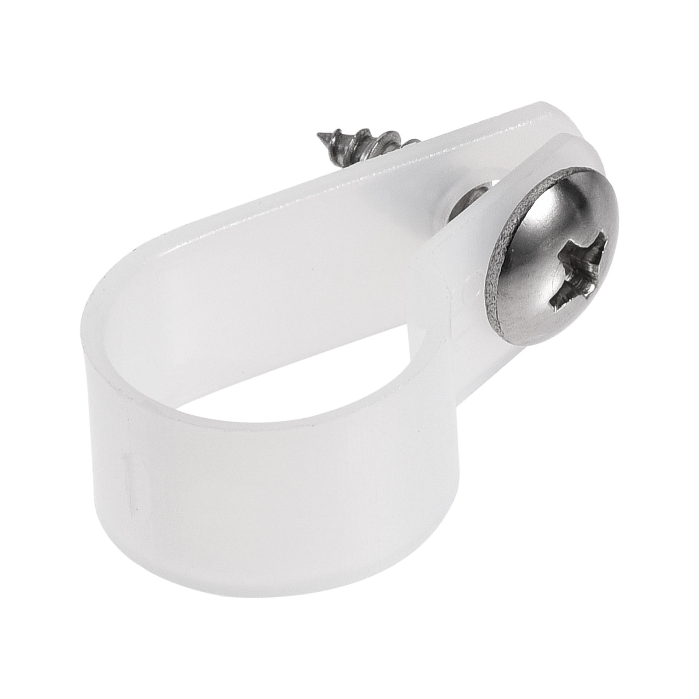 Harfington 16mm Nylon R Type Cable Clip Wire Clamp with Screws White 50pcs