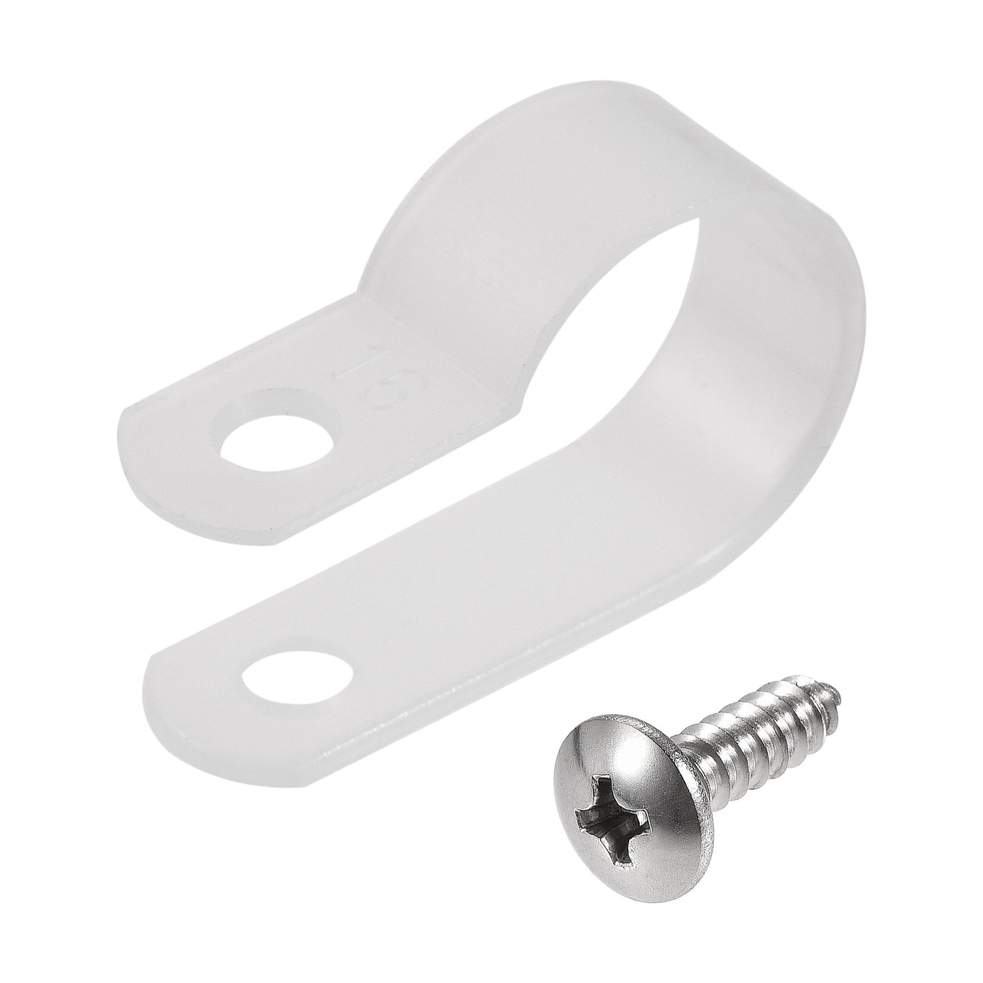 Harfington 16mm Nylon R Type Cable Clip Wire Clamp with Screws White 50pcs