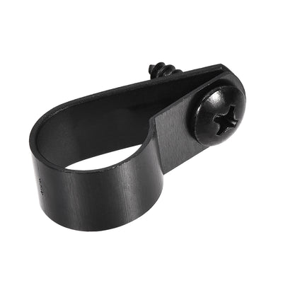 Harfington 16mm Nylon R Type Cable Clip Wire Clamp with Screws Black 100pcs